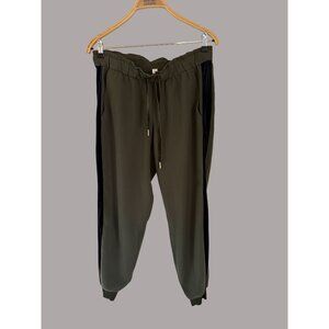 Lululemon Olive Green Joggers With Black Velvet Side Panels Size 8 Elastic Waist